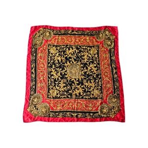 Vtg Luca Emanuele Silk Baroque Print Medallion Large Chic Italian Scarf 34x33